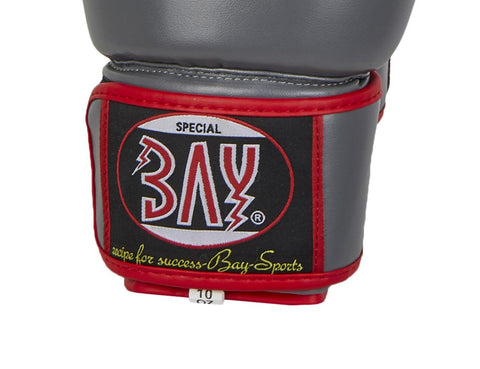 Боксови ръкавици, изкуствена кожа, сиви, черни, 10 унции