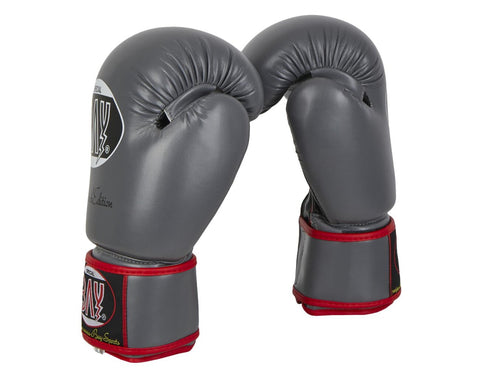 Боксови ръкавици, изкуствена кожа, сиви, черни, 12 унции