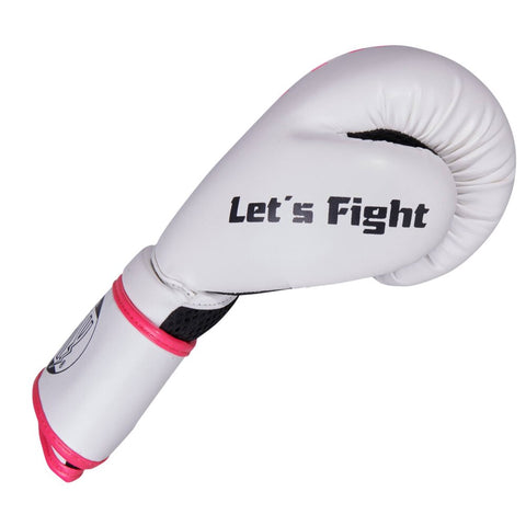 Боксови ръкавици, дишаща мрежеста материя, бели, розови, 8 унции