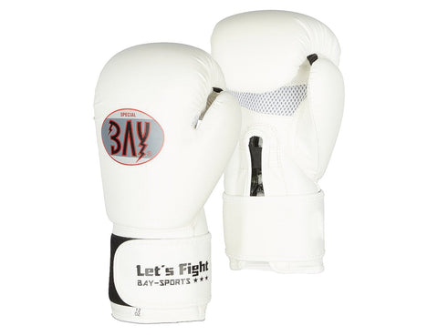 Боксови ръкавици, синтетична кожа, бели, 10 унции
