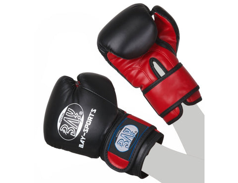 Детски боксови ръкавици, черни, червени, 6 унции