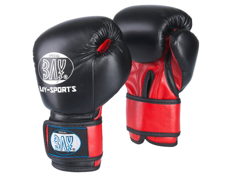 Детски боксови ръкавици, черни, червени, 6 унции