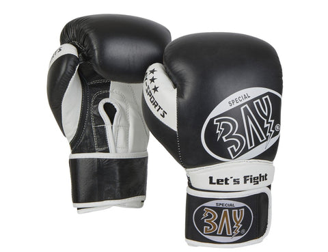Боксови ръкавици за състезание, спаринг, телешка кожа, черни, 10 унции