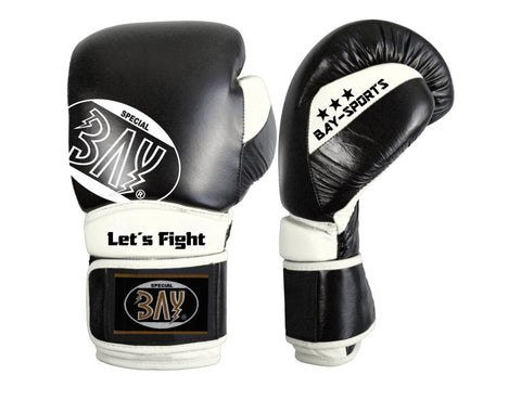 Боксови ръкавици за състезание, спаринг, телешка кожа, черни, 10 унции